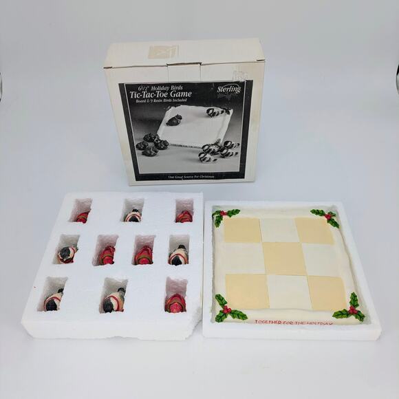 Holiday Birds Resin Tic-Tac-Toe Game Cardinals Chickadees Christmas Winter Fun - Picture 13 of 15